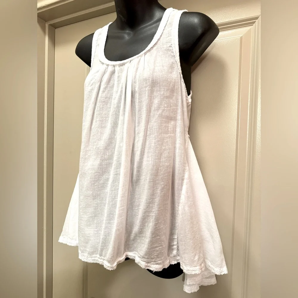 Anthropologie Odille White Cotton Flowy Top size S - Picture 7 of 13